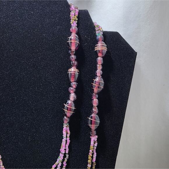 Plum 24” Glass Bead Necklace Vintage Long Layering Jewelry - Picture 2 of 5
